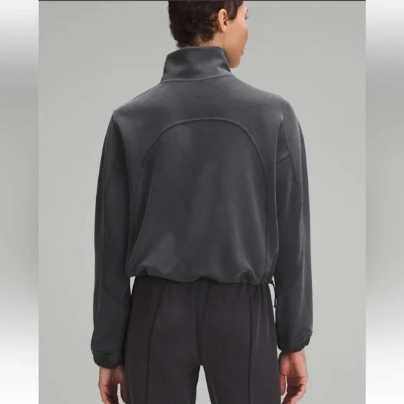 Lululemon Brushed Softstreme Ribbed Half Zip-Black-Size 10 - Picture 2 of 4